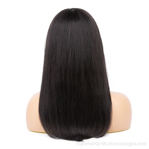 Full Machine Made No Lace Wig No Glue No Gel Easy to Install Brazilian Hair Headband Scarf Wig for African American Woman